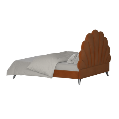 Evelina Curved Headboard Bed in Soft Upholstery
