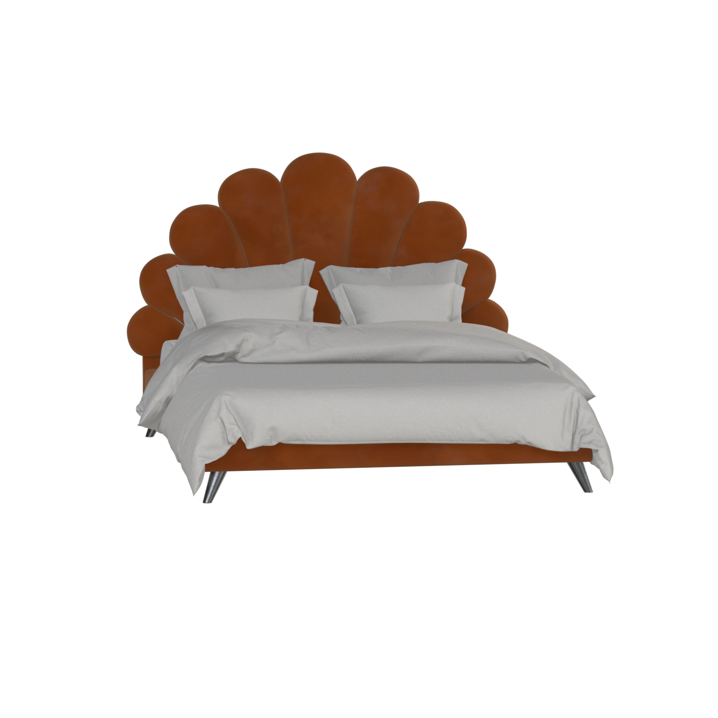 Evelina Curved Headboard Bed in Soft Upholstery