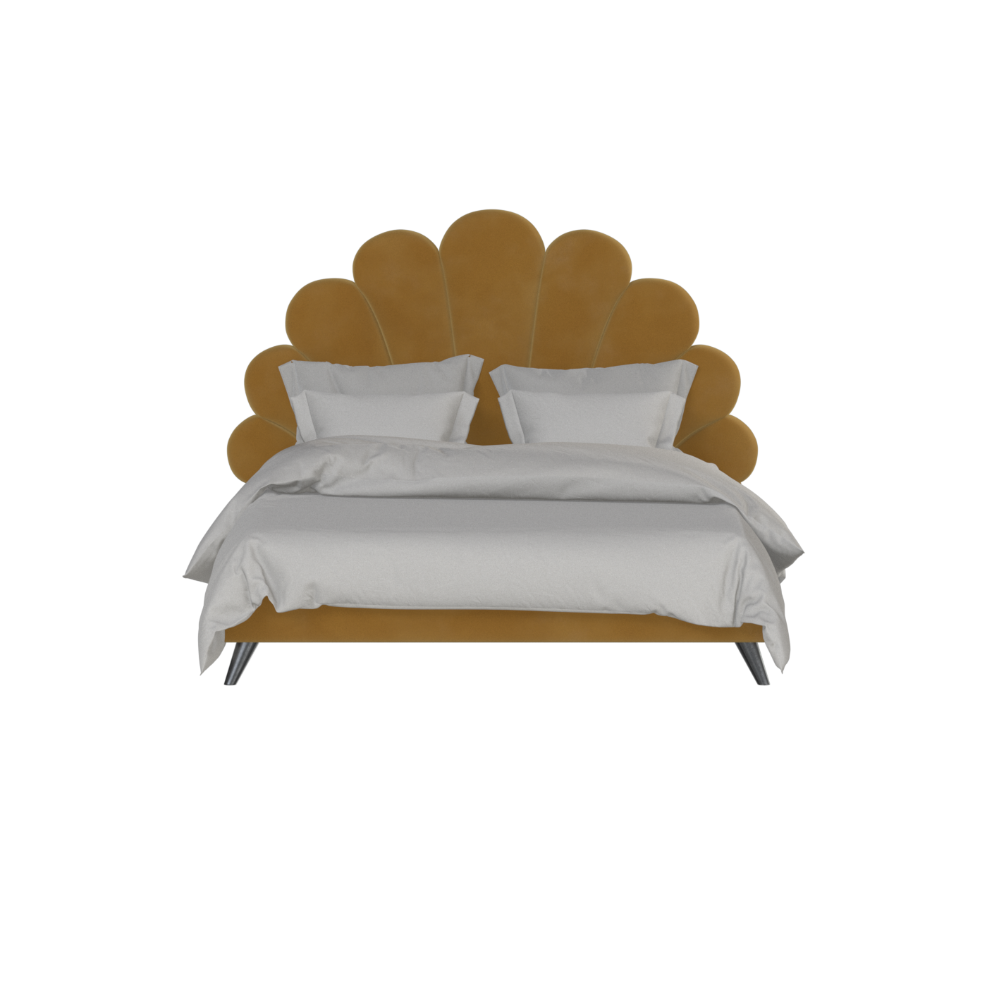 Evelina Curved Headboard Bed in Soft Upholstery