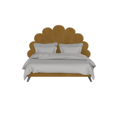 Evelina Curved Headboard Bed in Soft Upholstery