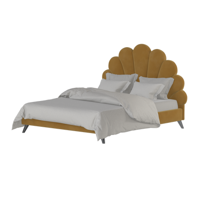 Evelina Curved Headboard Bed in Soft Upholstery