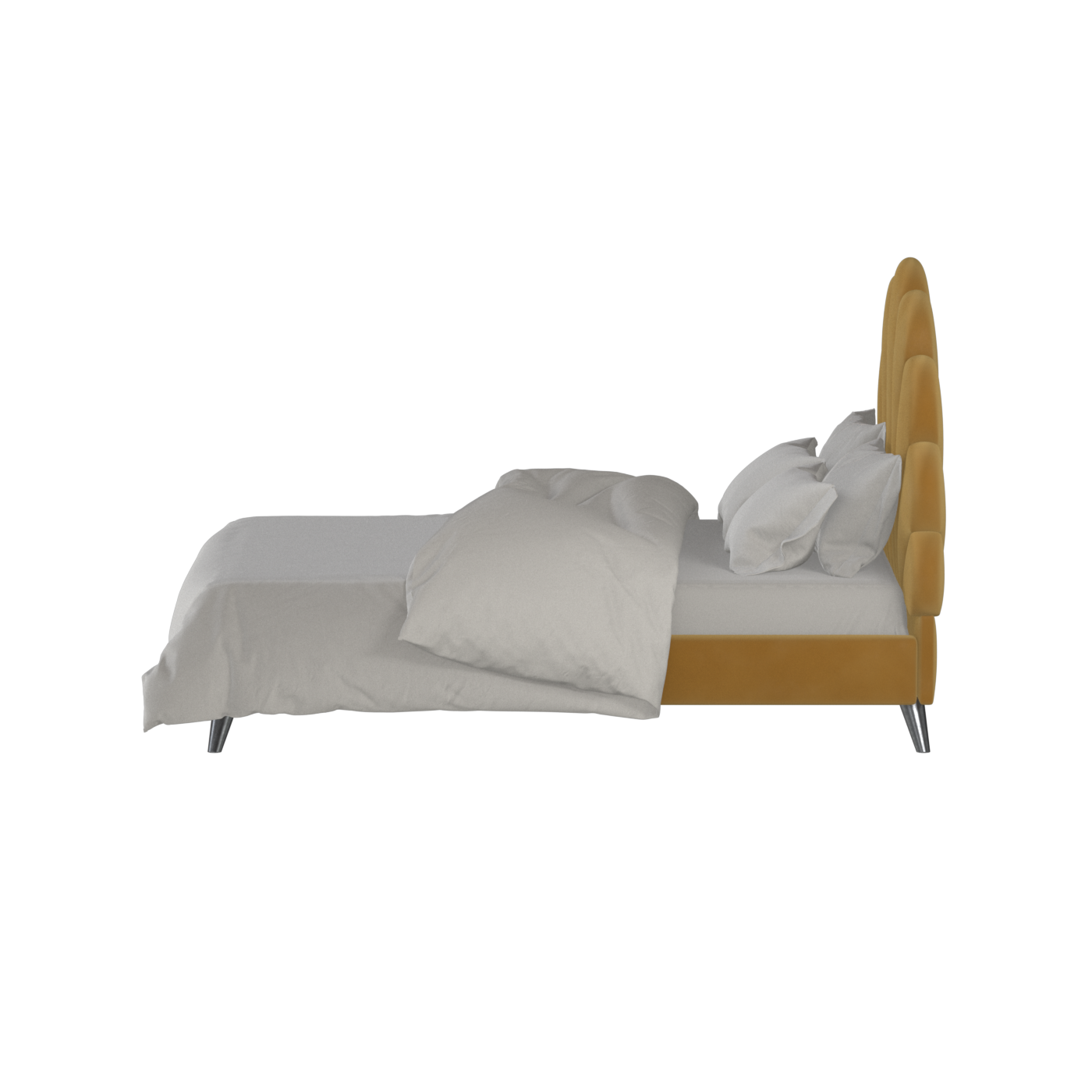 Evelina Curved Headboard Bed in Soft Upholstery
