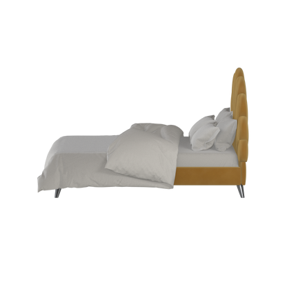 Evelina Curved Headboard Bed in Soft Upholstery