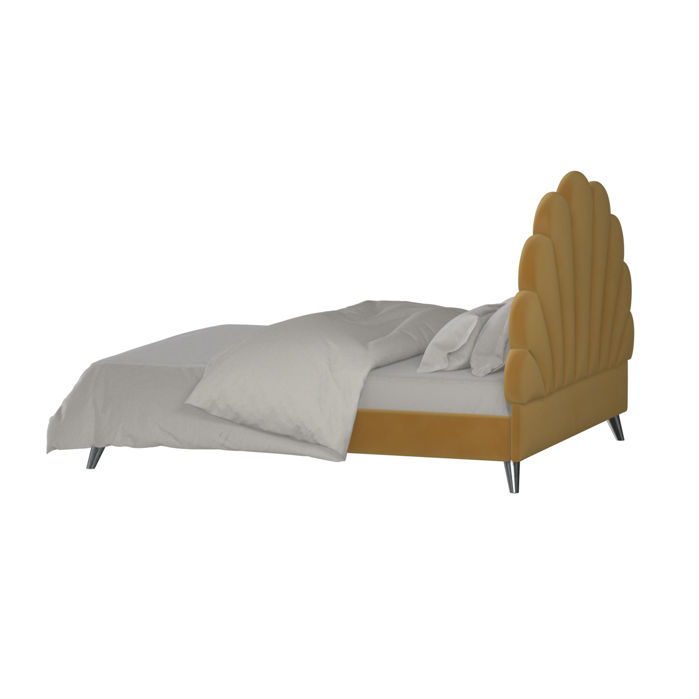 Evelina Curved Headboard Bed in Soft Upholstery