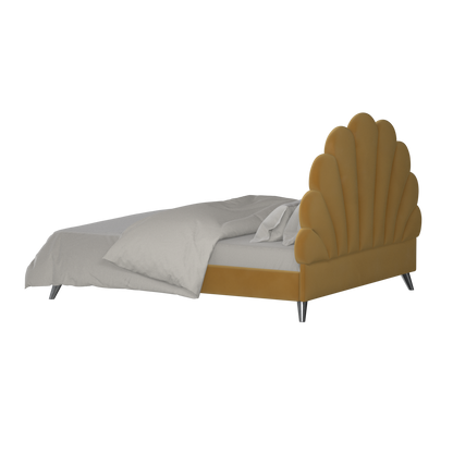 Evelina Curved Headboard Bed in Soft Upholstery