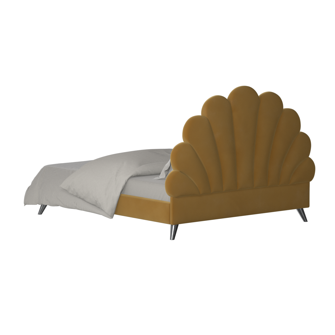 Evelina Curved Headboard Bed in Soft Upholstery