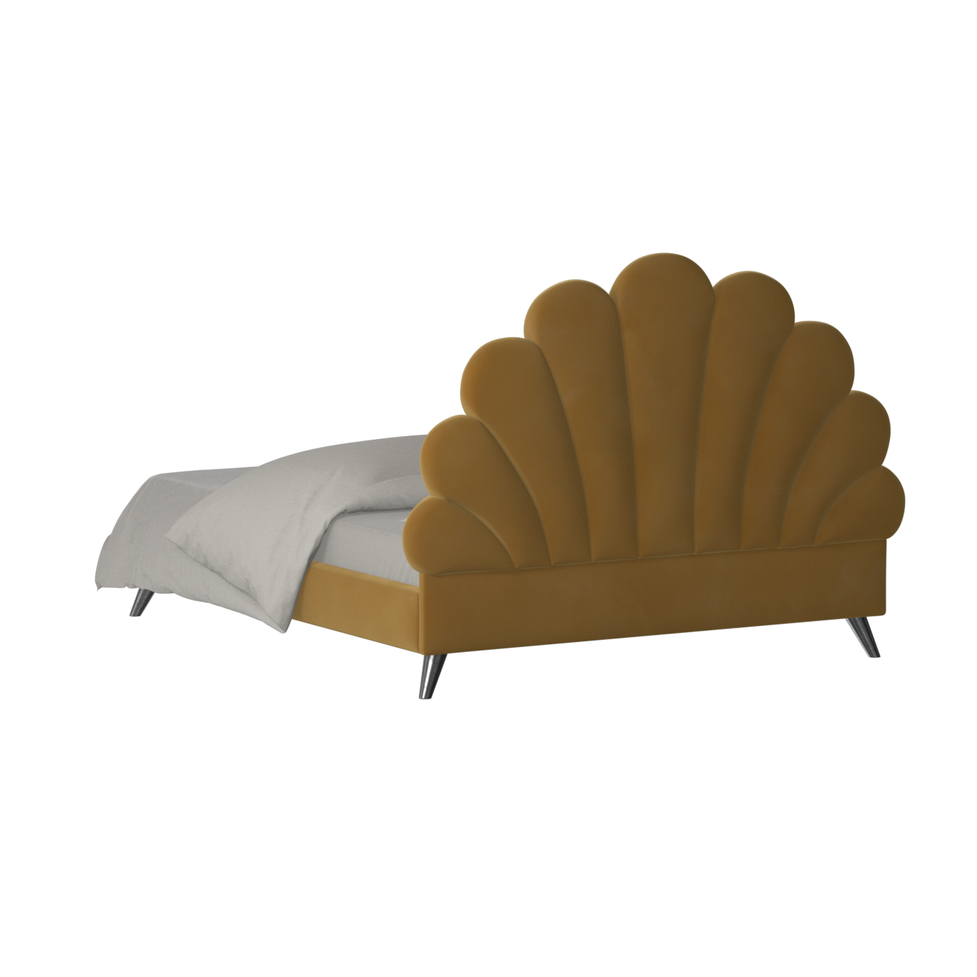 Evelina Curved Headboard Bed in Soft Upholstery
