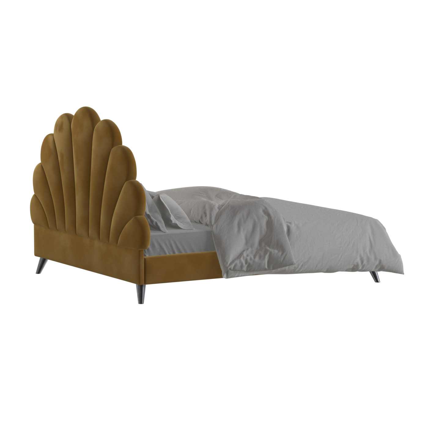 Evelina Curved Headboard Bed in Soft Upholstery