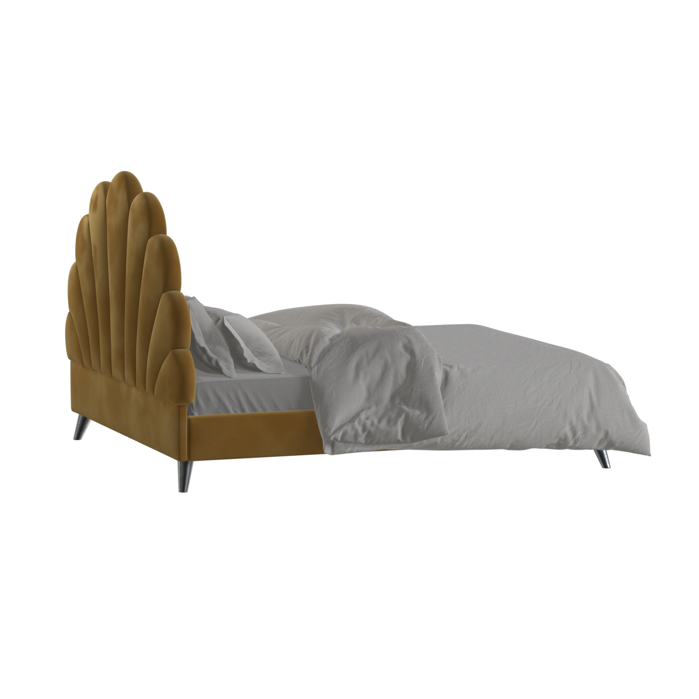 Evelina Curved Headboard Bed in Soft Upholstery