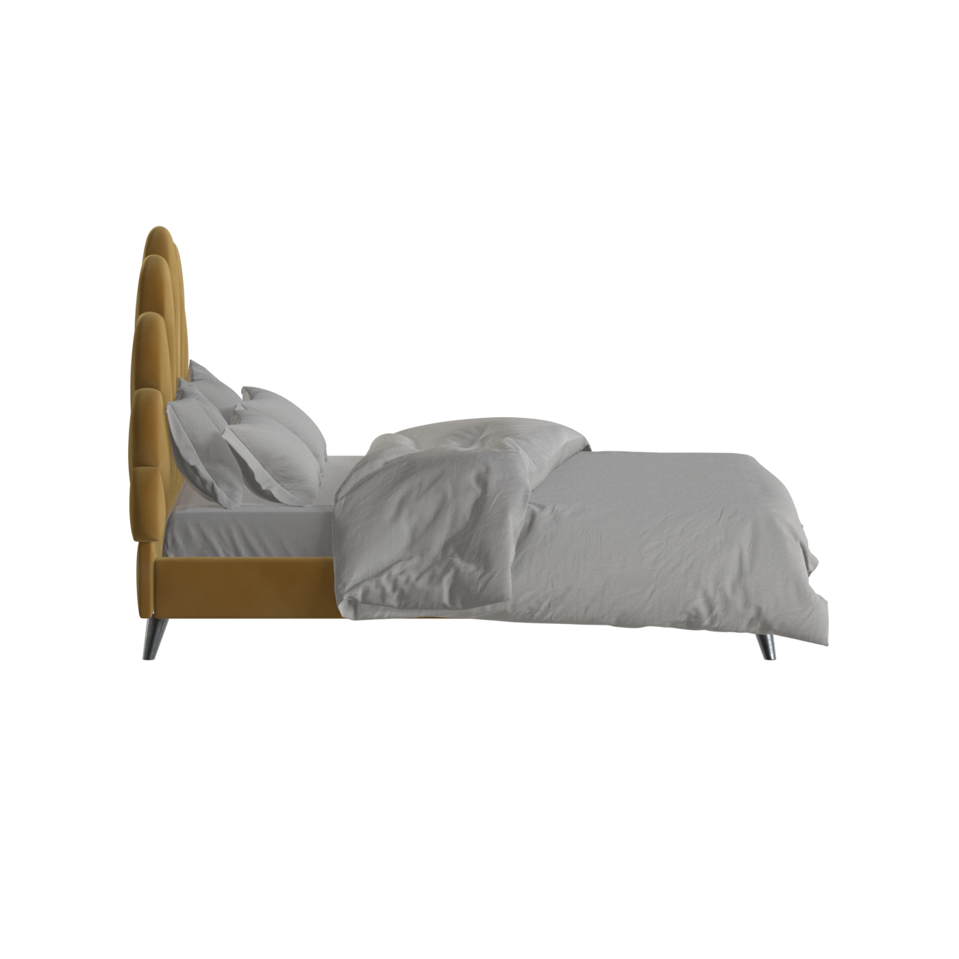 Evelina Curved Headboard Bed in Soft Upholstery