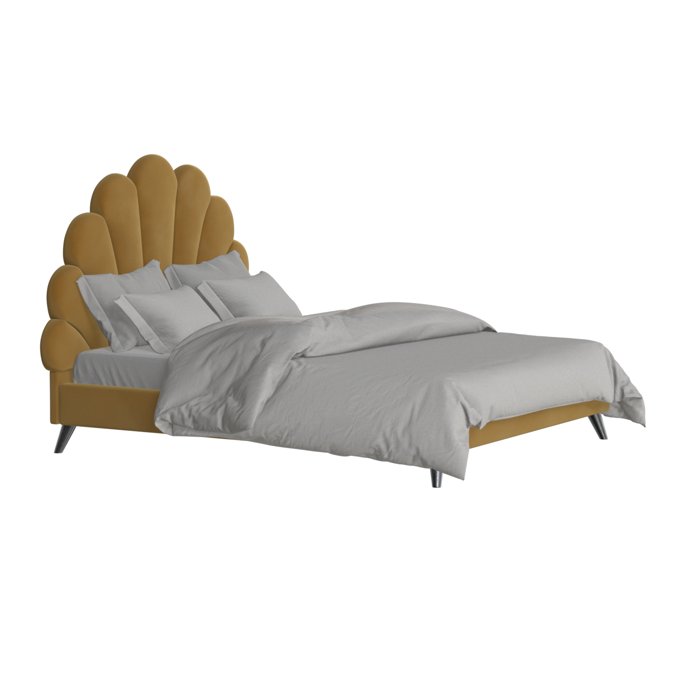 Evelina Curved Headboard Bed in Soft Upholstery