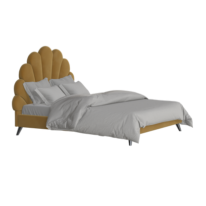 Evelina Curved Headboard Bed in Soft Upholstery