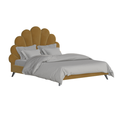 Evelina Curved Headboard Bed in Soft Upholstery