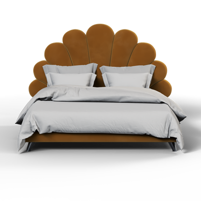 Evelina Curved Headboard Bed in Soft Upholstery
