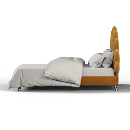 Evelina Curved Headboard Bed in Soft Upholstery
