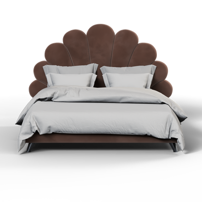 Evelina Curved Headboard Bed in Soft Upholstery