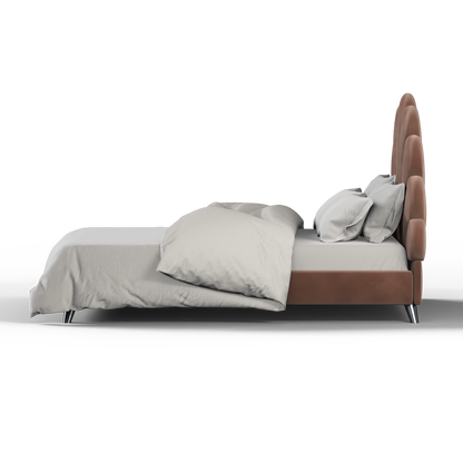 Evelina Curved Headboard Bed in Soft Upholstery
