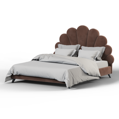Evelina Curved Headboard Bed in Soft Upholstery