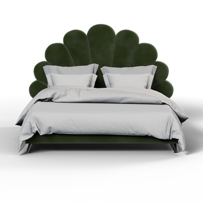 Evelina Curved Headboard Bed in Soft Upholstery
