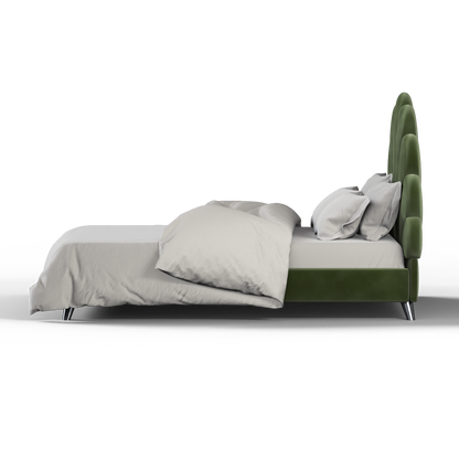 Evelina Curved Headboard Bed in Soft Upholstery