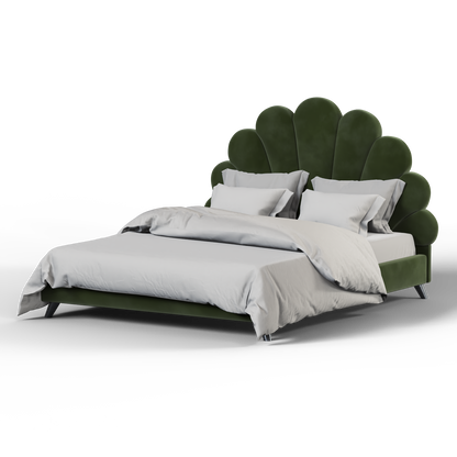 Evelina Curved Headboard Bed in Soft Upholstery