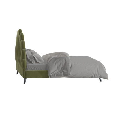 Lit Evelina à tête de lit courbée et rembourrage moelleux