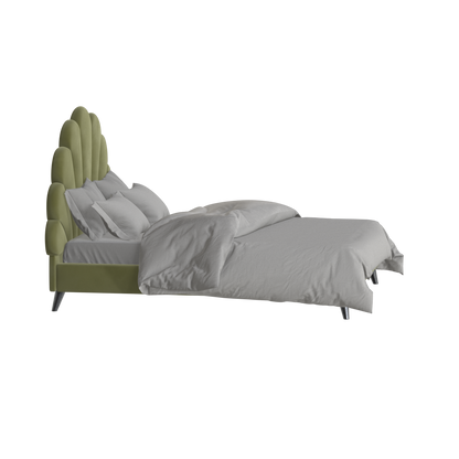 Lit Evelina à tête de lit courbée et rembourrage moelleux