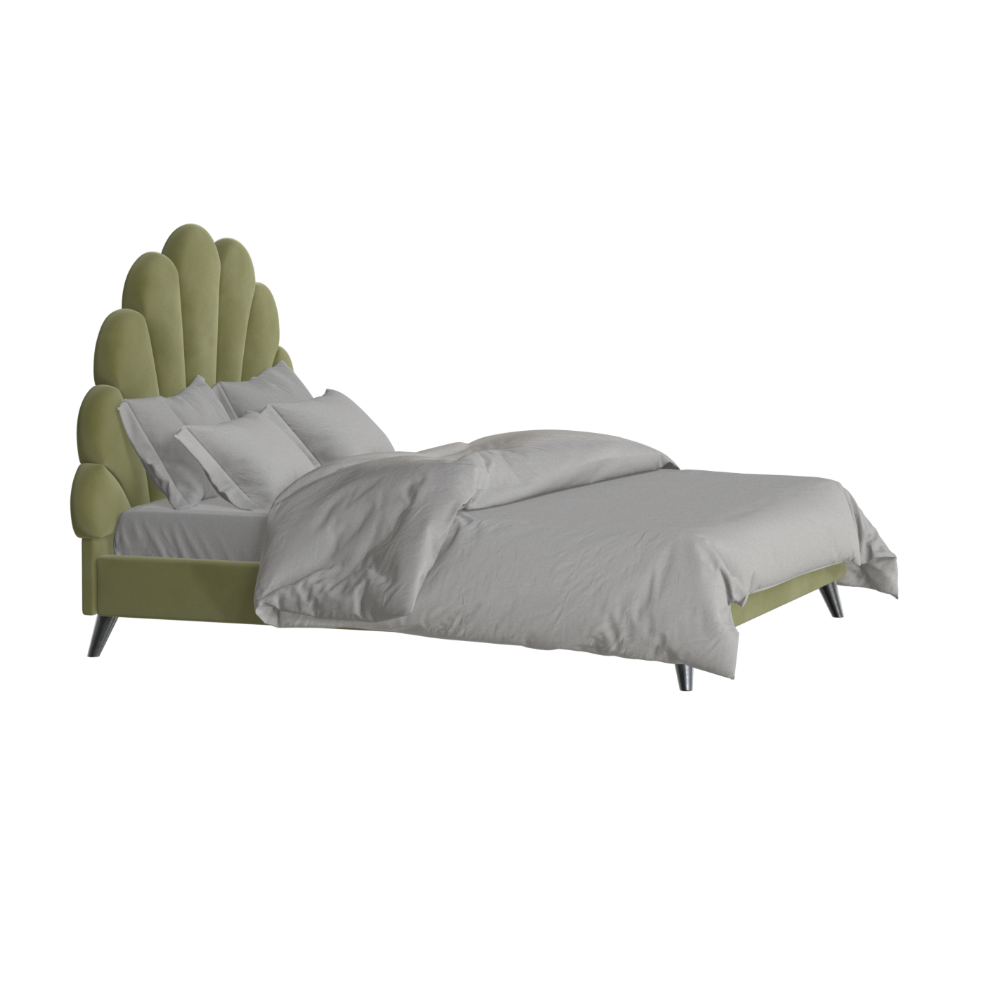 Lit Evelina à tête de lit courbée et rembourrage moelleux