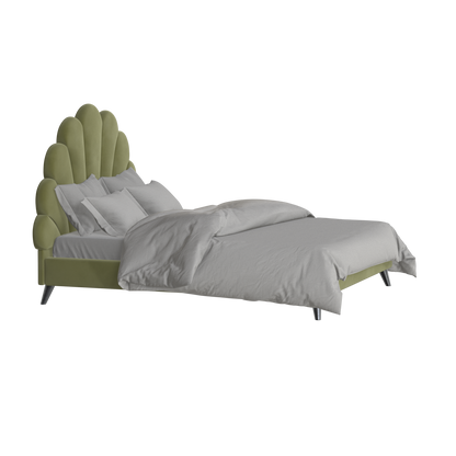 Lit Evelina à tête de lit courbée et rembourrage moelleux