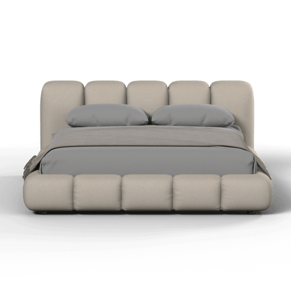 Fluffy Upholstered Bed Frame in Textured Bouclé