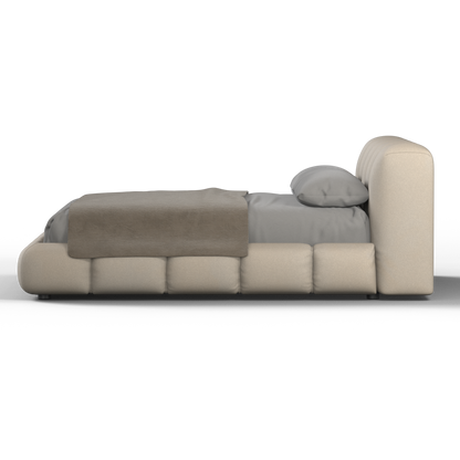 Fluffy Upholstered Bed Frame in Textured Bouclé