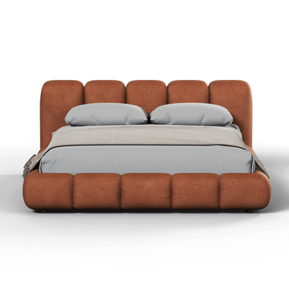 Fluffy Upholstered Bed Frame in Textured Bouclé