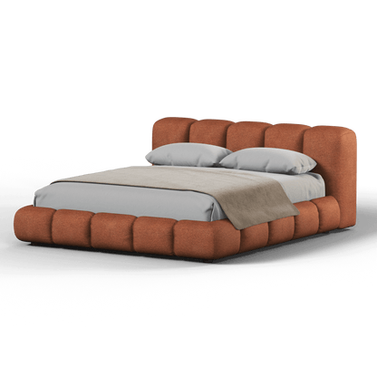 Fluffy Upholstered Bed Frame in Textured Bouclé