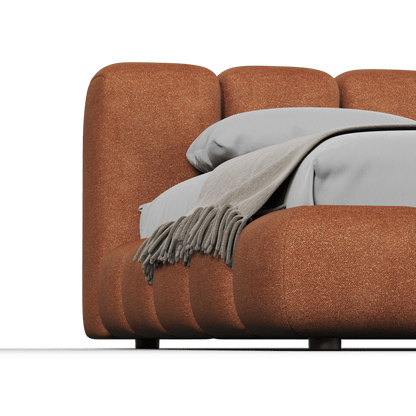 Fluffy Upholstered Bed Frame in Textured Bouclé