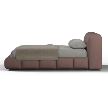 Fluffy Upholstered Bed Frame in Textured Bouclé