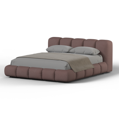 Fluffy Upholstered Bed Frame in Textured Bouclé