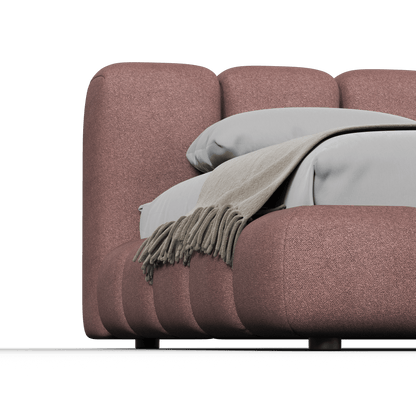 Fluffy Upholstered Bed Frame in Textured Bouclé