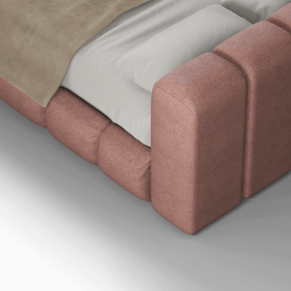 Fluffy Upholstered Bed Frame in Textured Bouclé