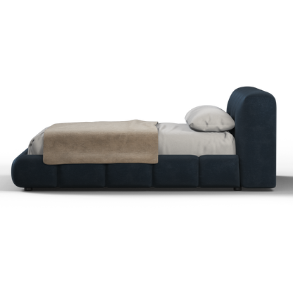 Fluffy Upholstered Bed Frame in Textured Bouclé