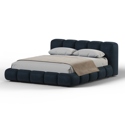 Fluffy Upholstered Bed Frame in Textured Bouclé
