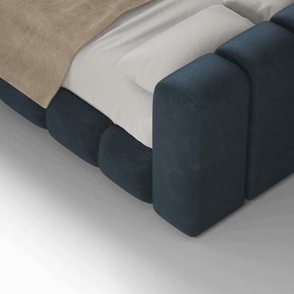 Fluffy Upholstered Bed Frame in Textured Bouclé