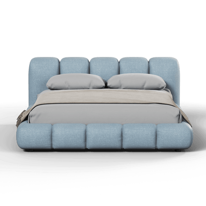 Fluffy Upholstered Bed Frame in Textured Bouclé