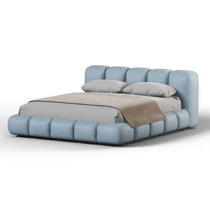 Fluffy Upholstered Bed Frame in Textured Bouclé