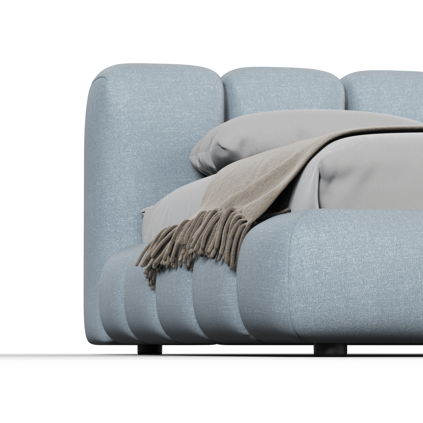 Fluffy Upholstered Bed Frame in Textured Bouclé