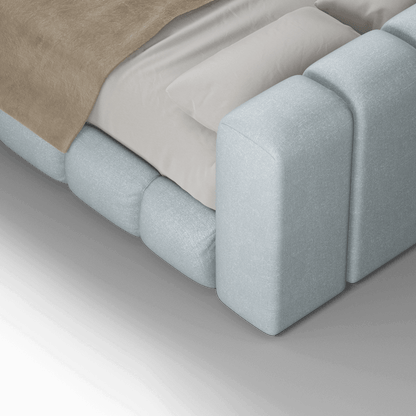Fluffy Upholstered Bed Frame in Textured Bouclé
