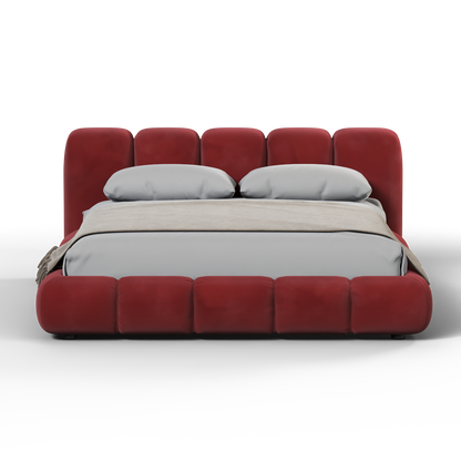Fluffy Upholstered Bed Frame in Textured Bouclé