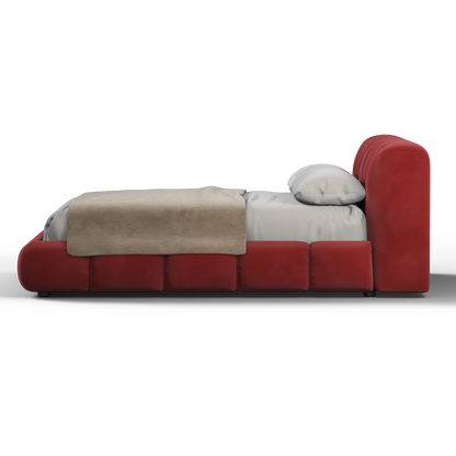 Fluffy Upholstered Bed Frame in Textured Bouclé