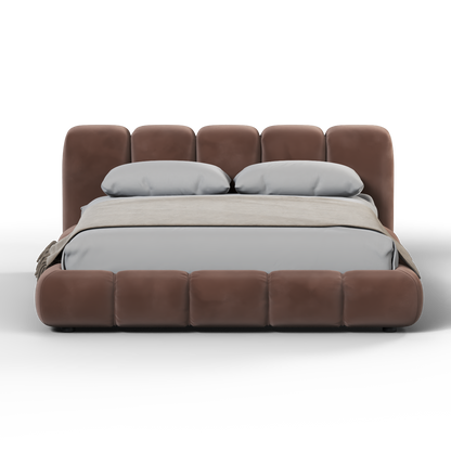 Fluffy Upholstered Bed Frame in Textured Bouclé
