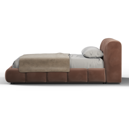Fluffy Upholstered Bed Frame in Textured Bouclé