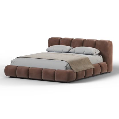 Fluffy Upholstered Bed Frame in Textured Bouclé